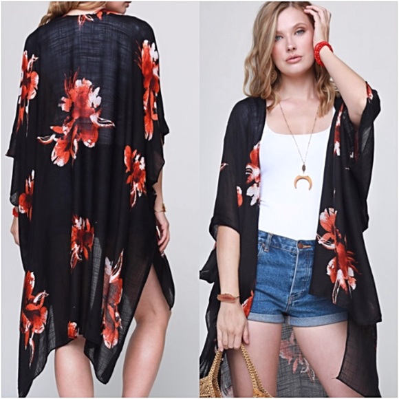 Stunning Bohemian Floral Kimono Wrap Cover Up O/S - Picture 2 of 7